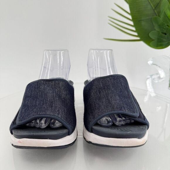 Bzees Women's Galaxy Sandals 8.5 Wedge Heel Slip On Blue Textile Casual Comfy - Picture 6 of 16